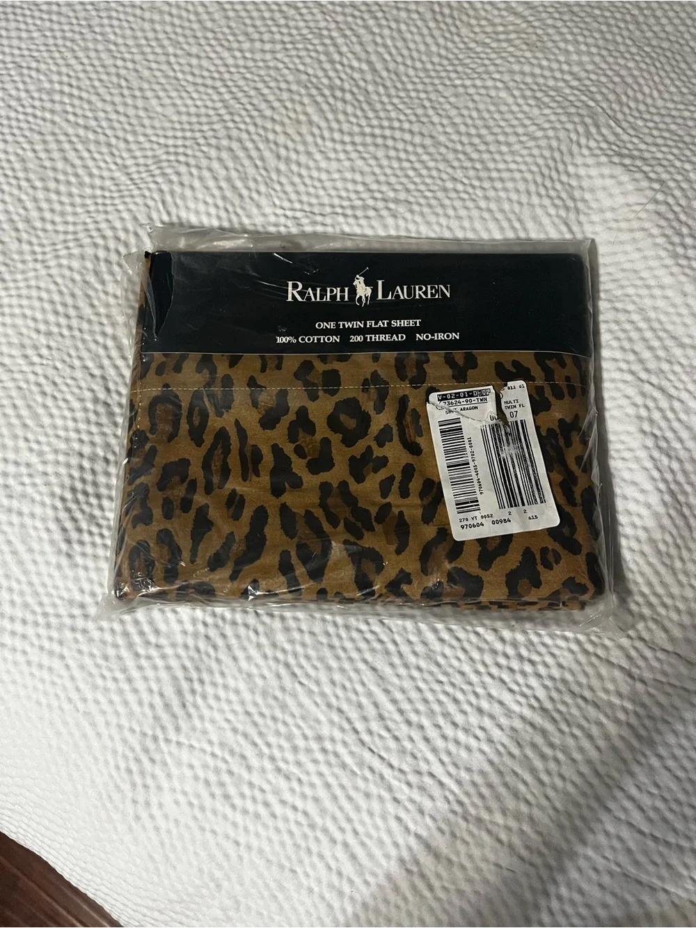 Ralph Lauren leopard print flat, twin sheet Midieval collection